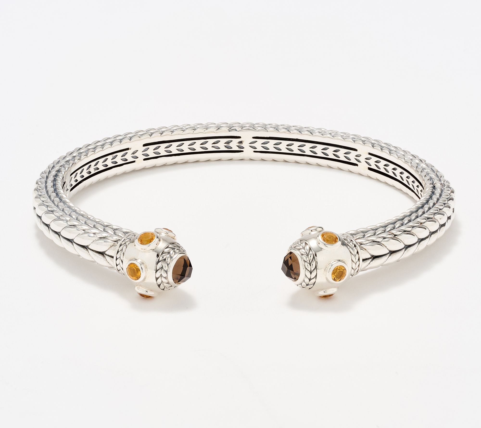 JAI Sterling Silver Multi- Gemstone Basketweave Cuff, 38.7g