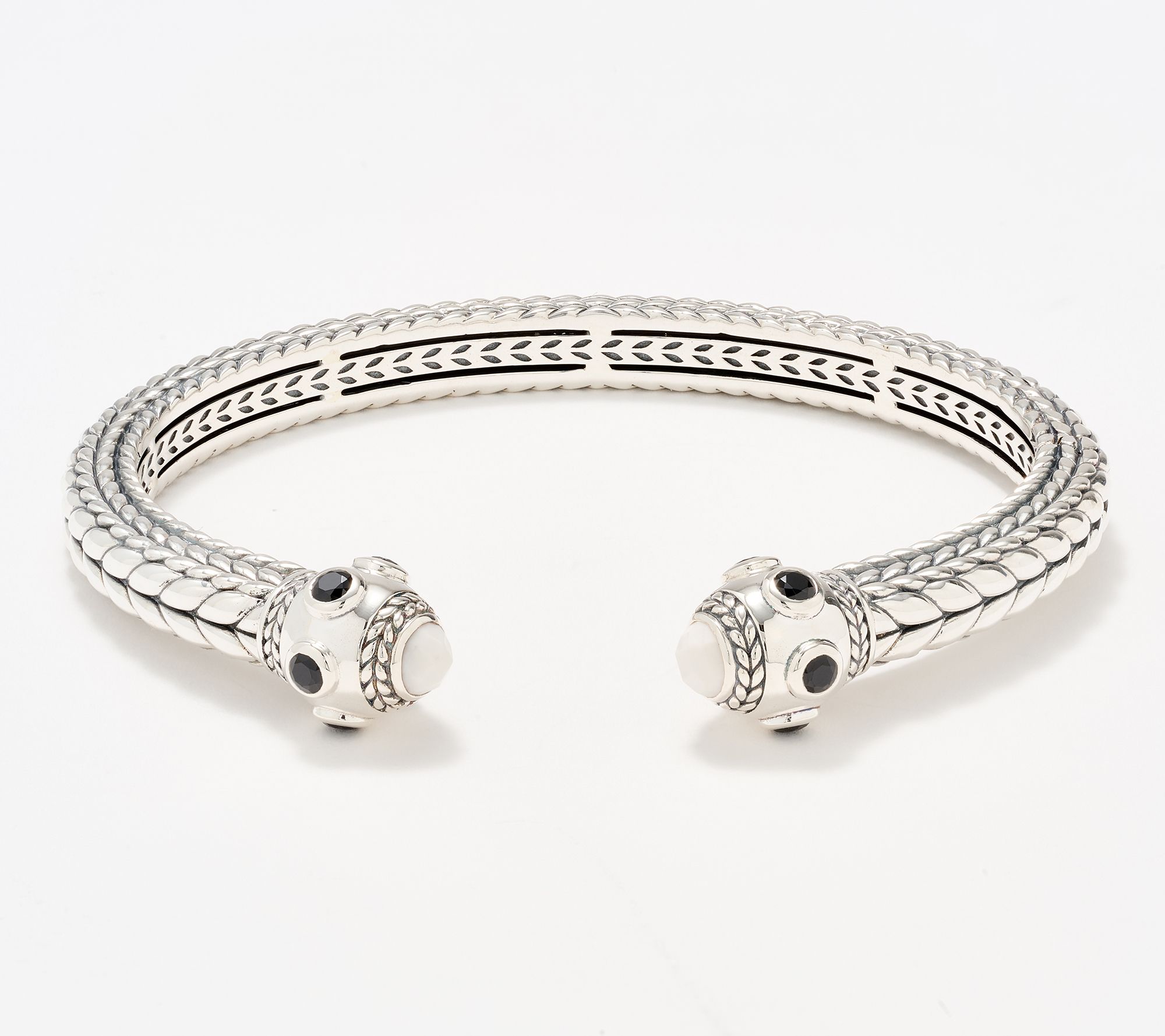 JAI Sterling Silver Multi- Gemstone Basketweave Cuff, 38.7g