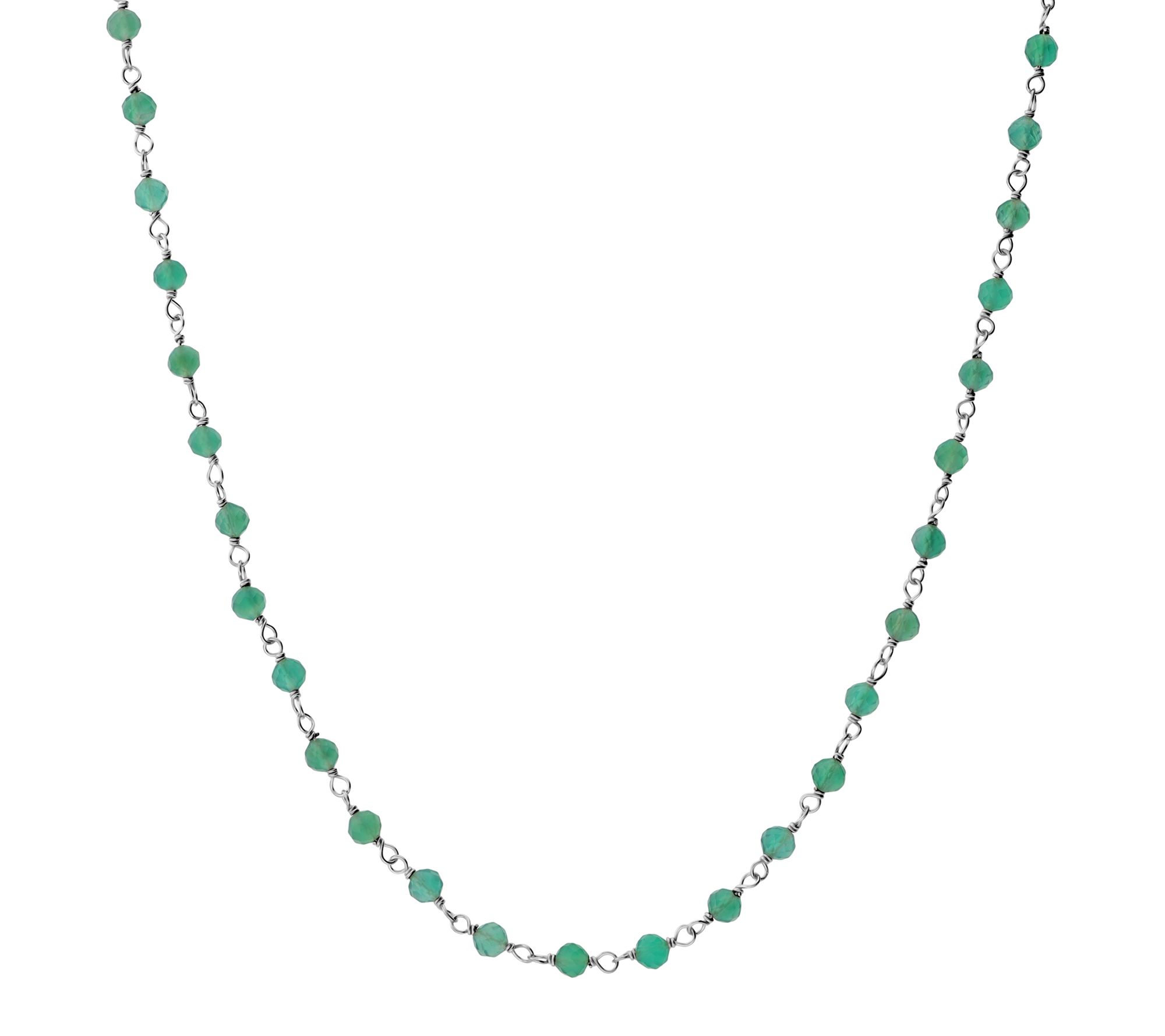 Italian Silver Gemstone Bead Necklace, Sterling
