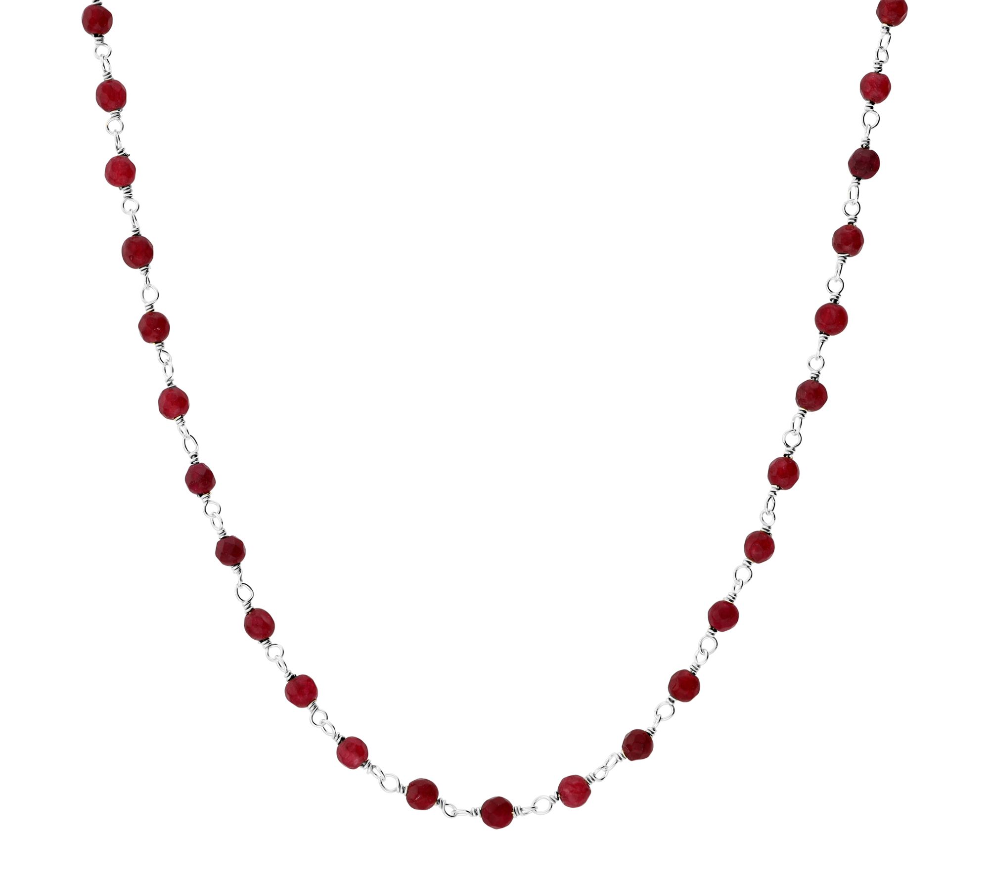 Italian Silver Gemstone Bead Necklace, Sterling