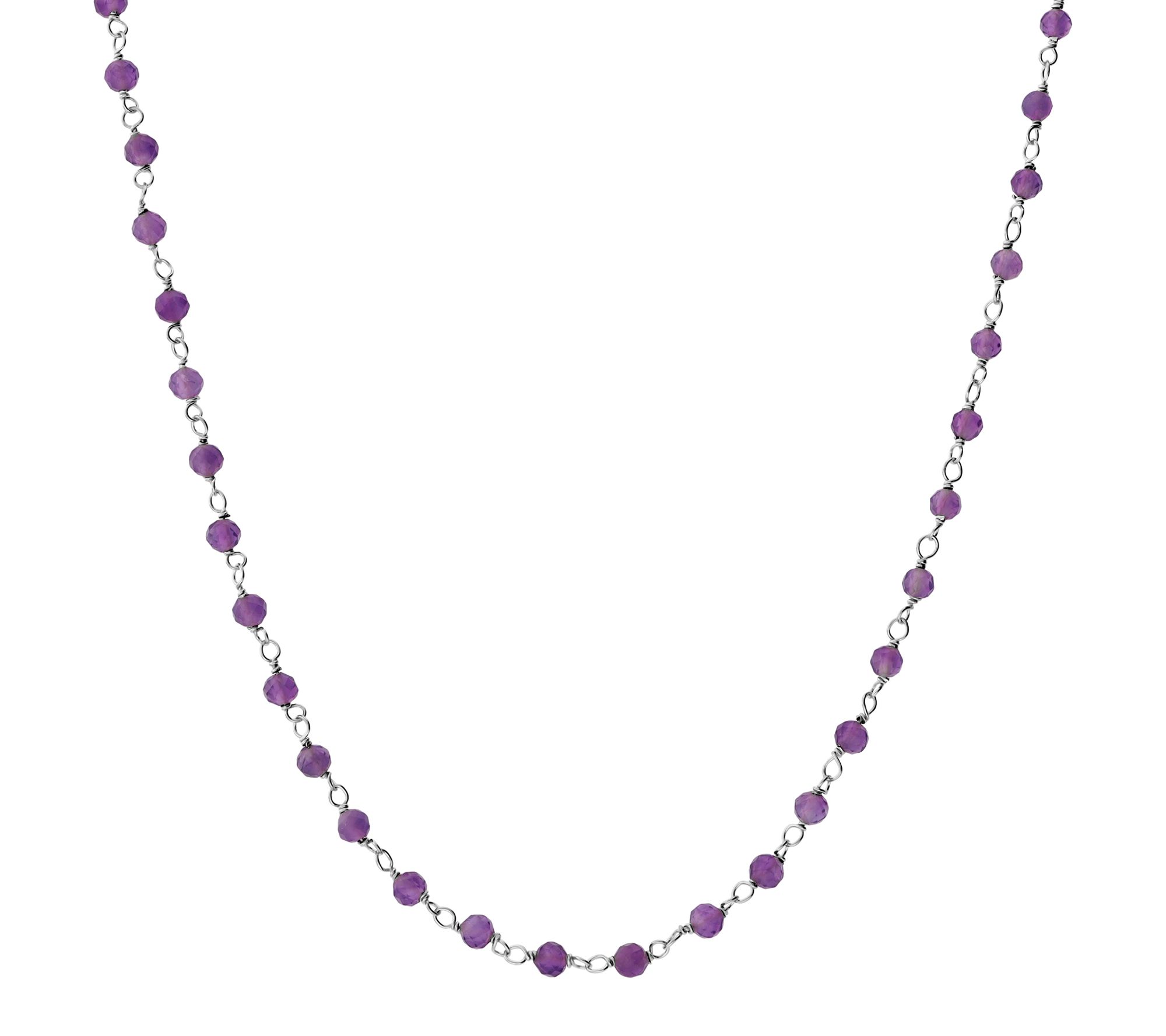 Italian Silver Gemstone Bead Necklace, Sterling