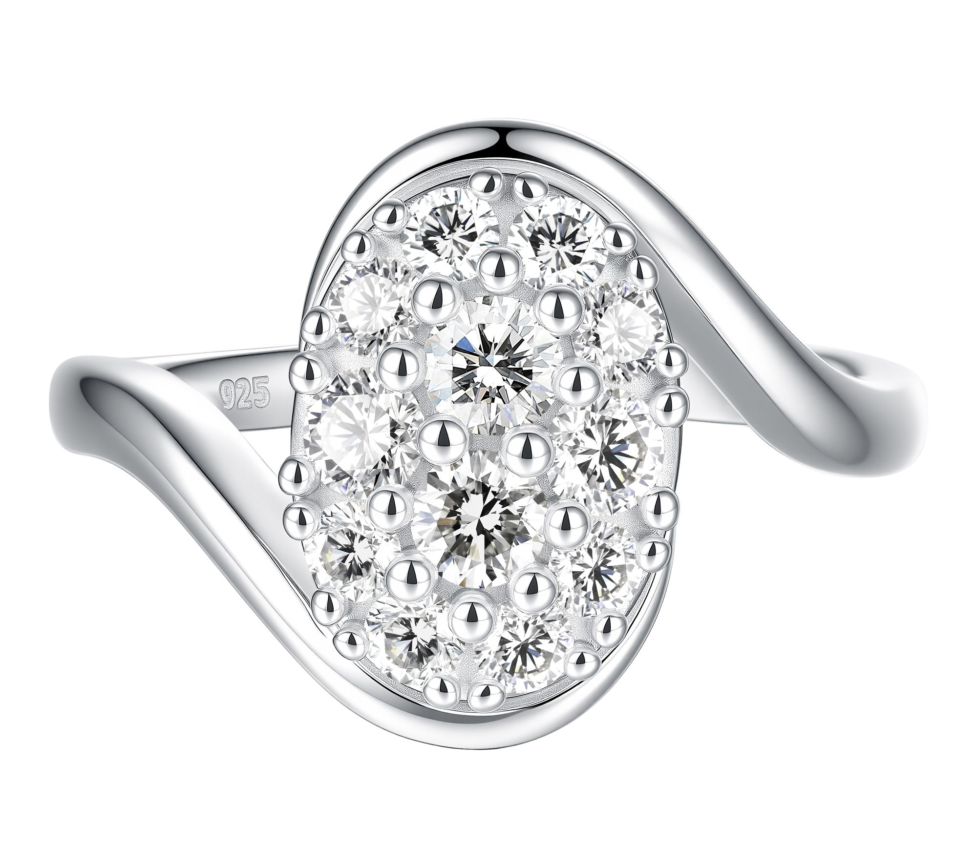 Fire Light Lab Grown Diamond Oval Cut Bypass Ring, Sterling