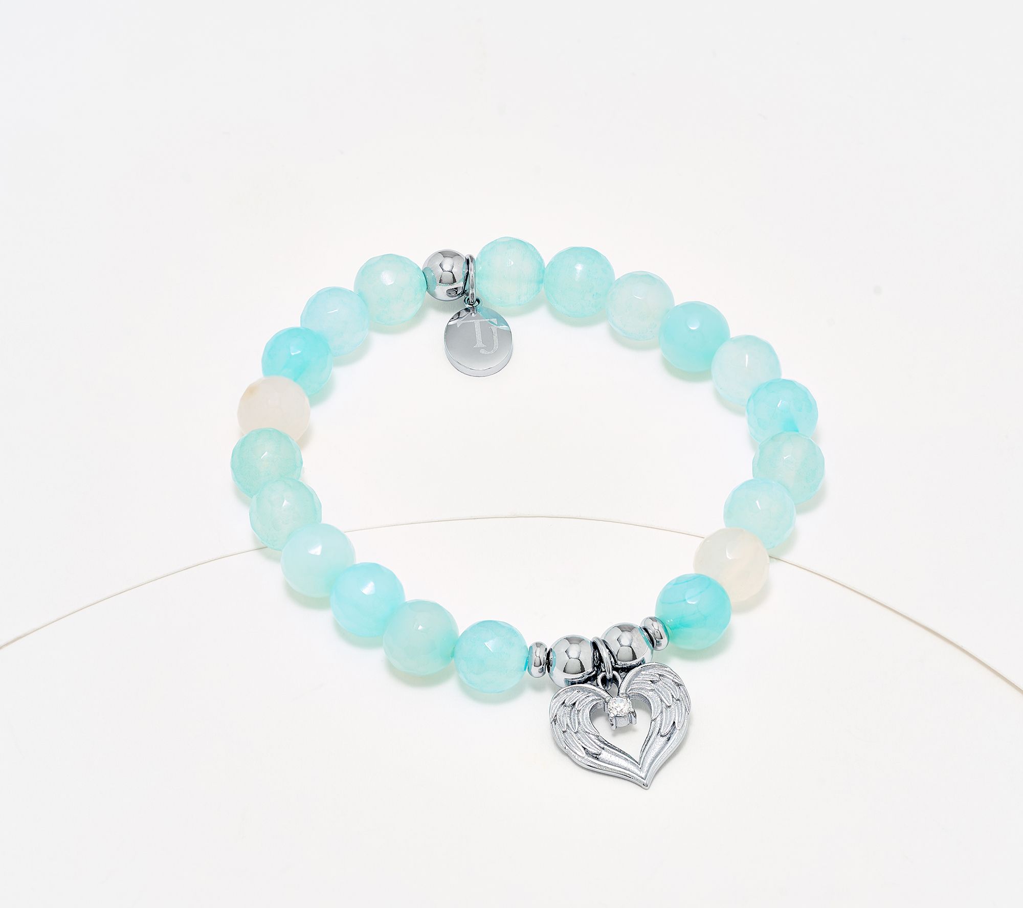 TJ by T.Jazelle Gemstone Beaded Bracelet Stainless Steel