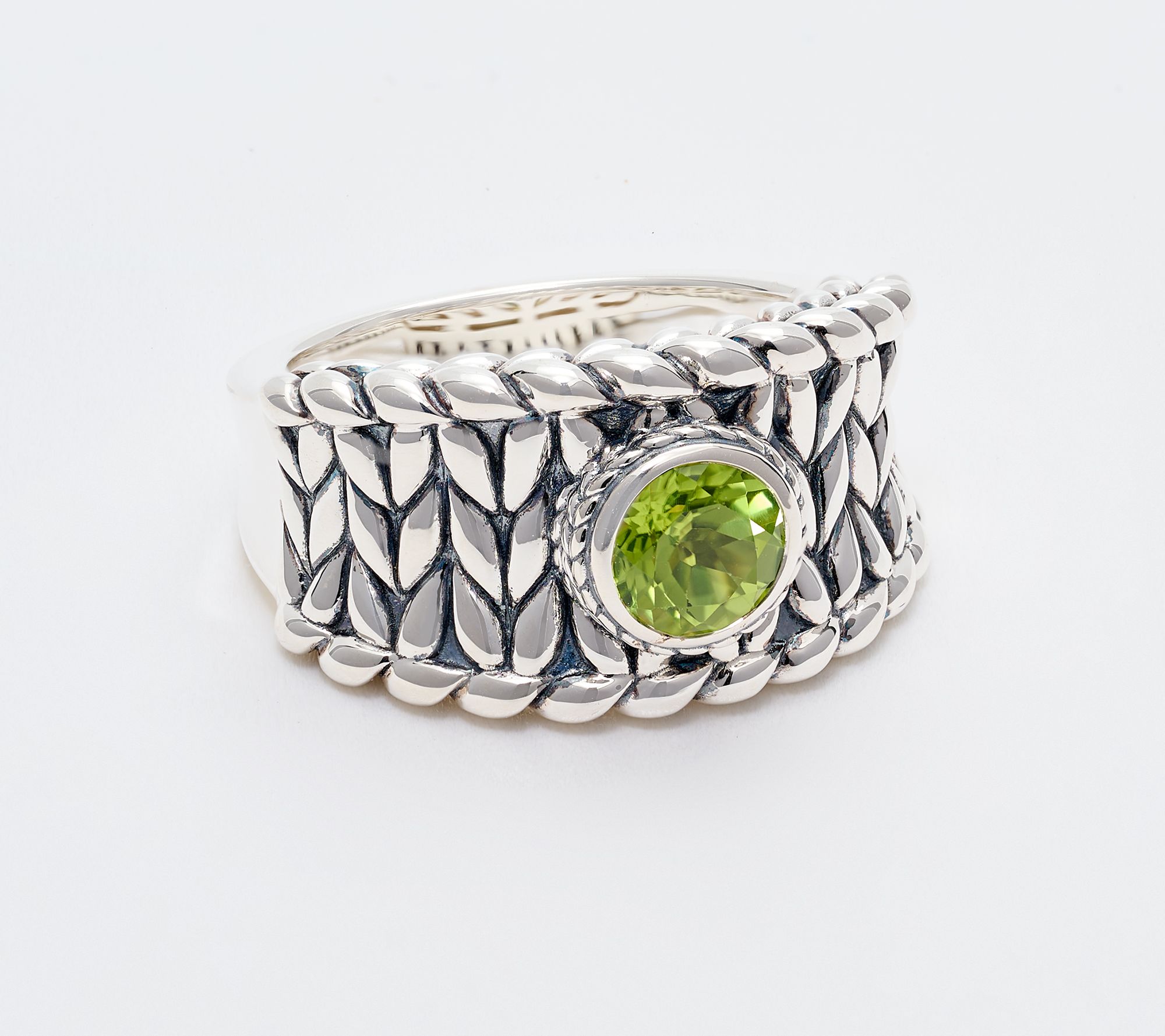 JAI Sterling Silver Bezel Set Gemstone Saddle Ring