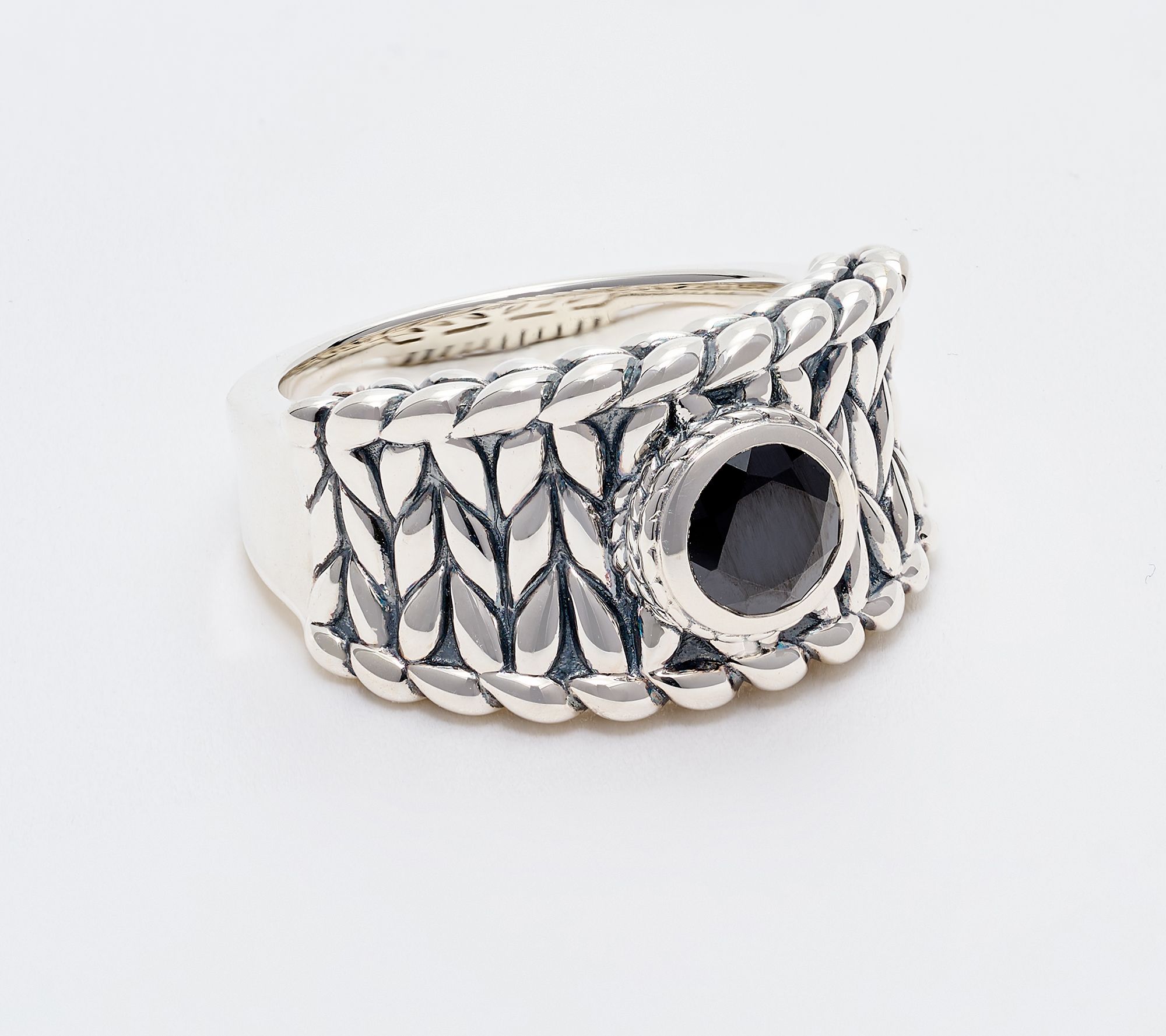 JAI Sterling Silver Bezel Set Gemstone Saddle Ring