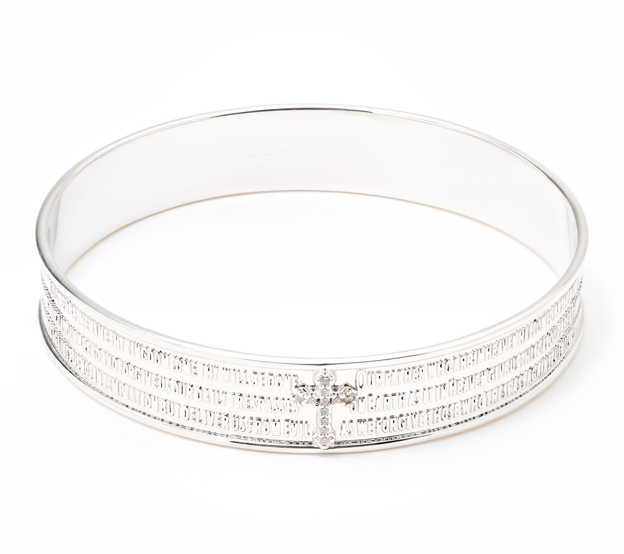 Diamonique Italia Bronze Prayer Cross Bangle Bracelet