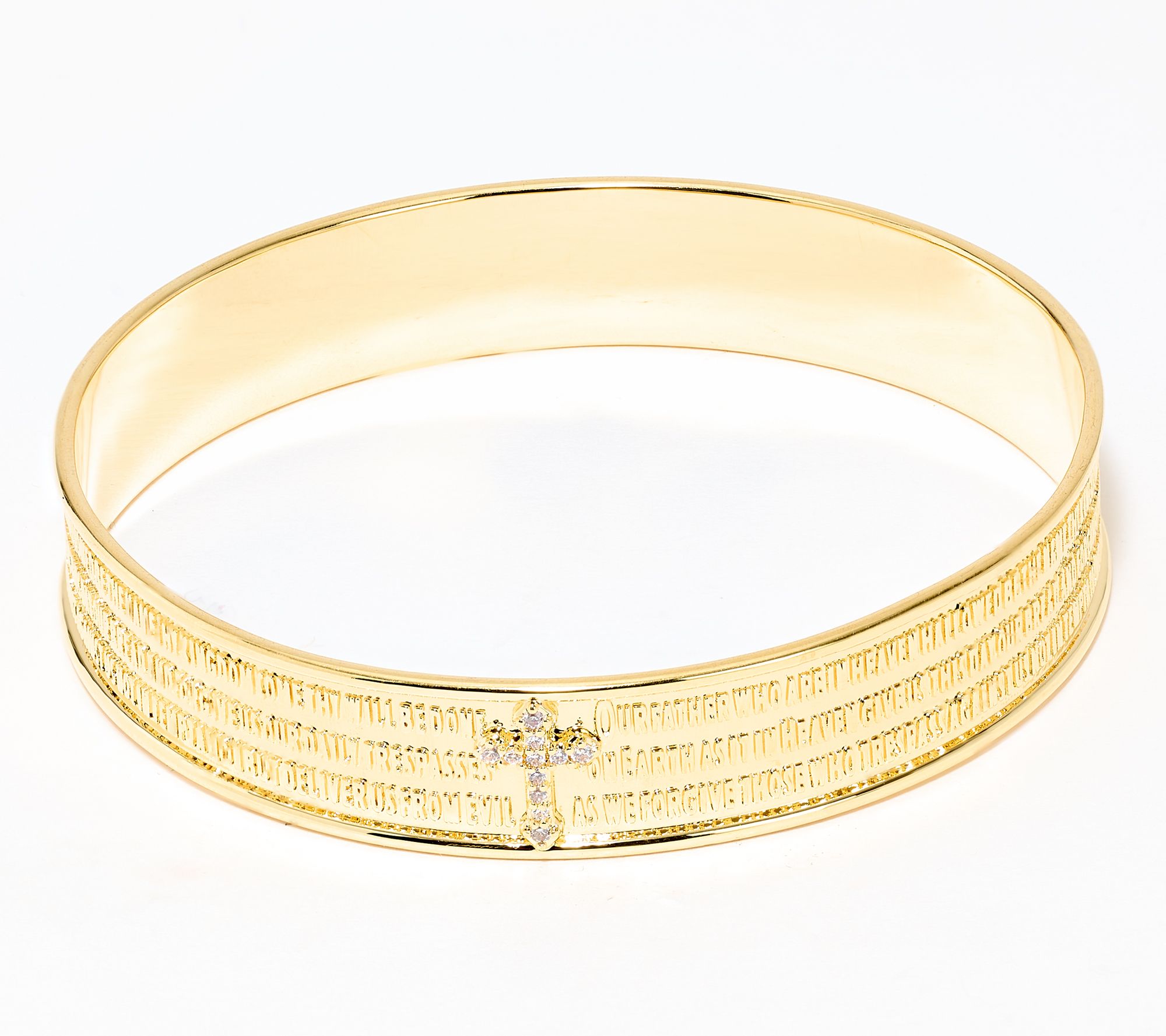 Diamonique Italia Bronze Prayer Cross Bangle Bracelet