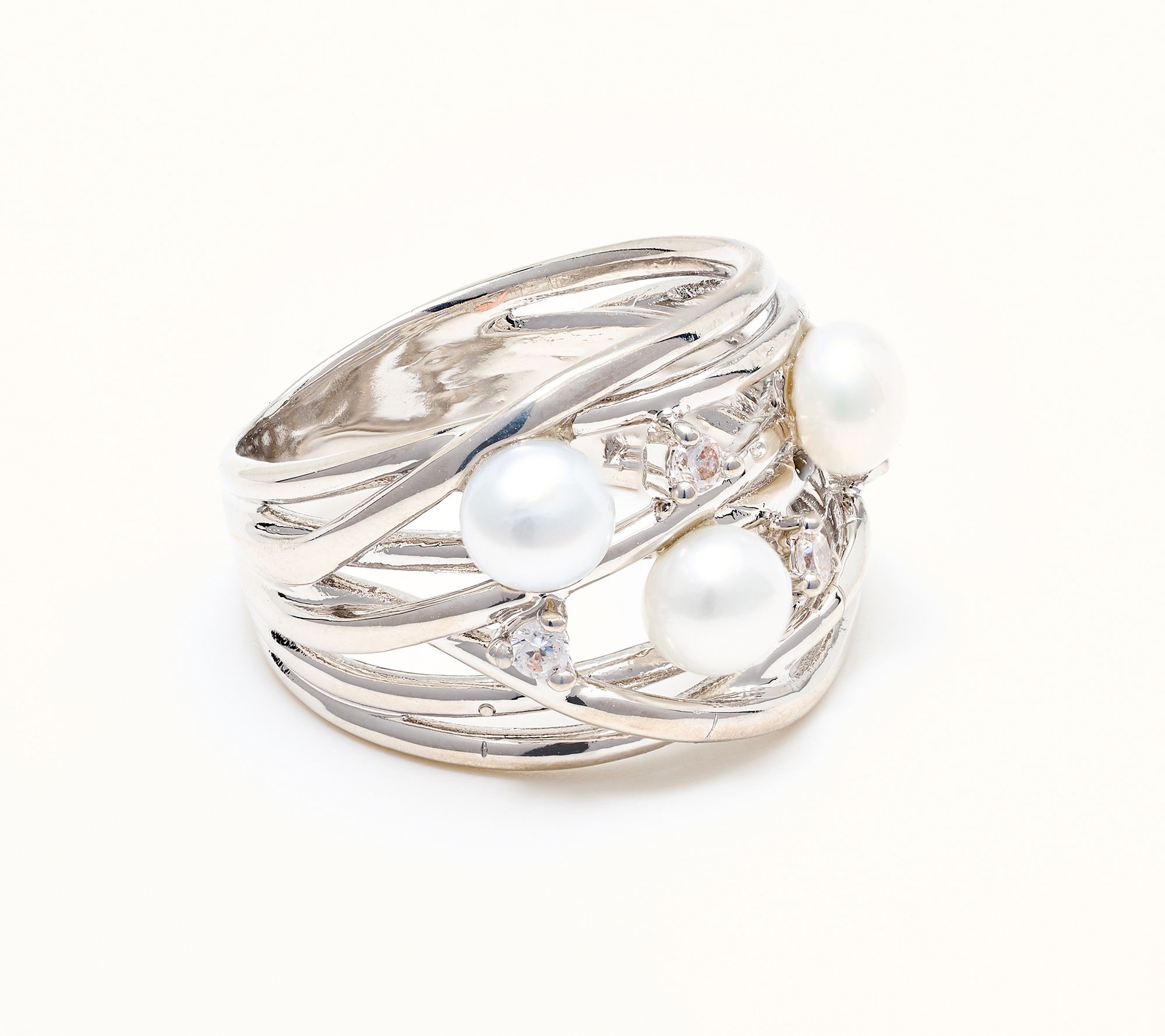 Honora Cultured Pearl Crossover Detail Ring, Bronze