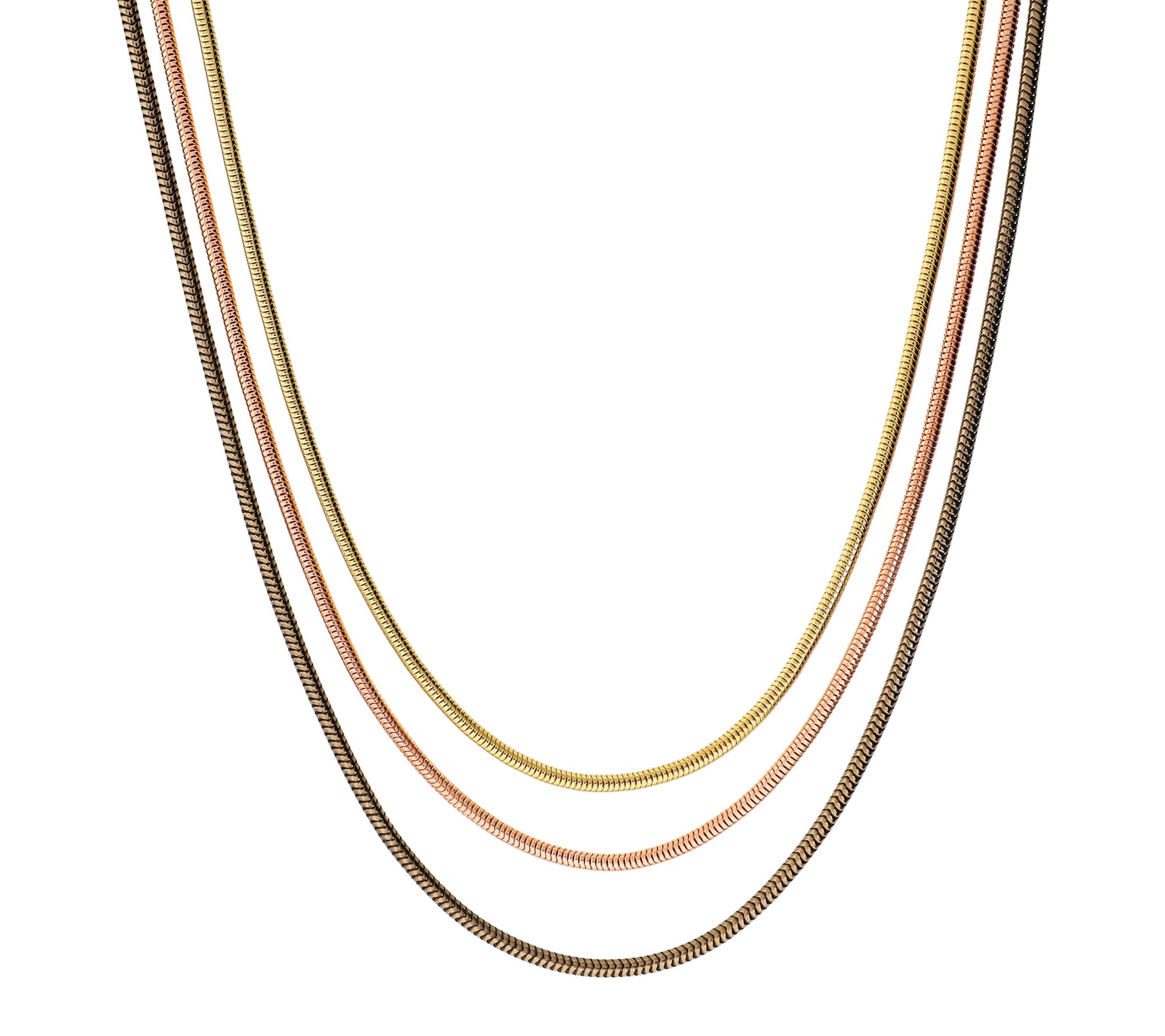 David Markstein Bronze Graduated 3-Strand Snake Necklace