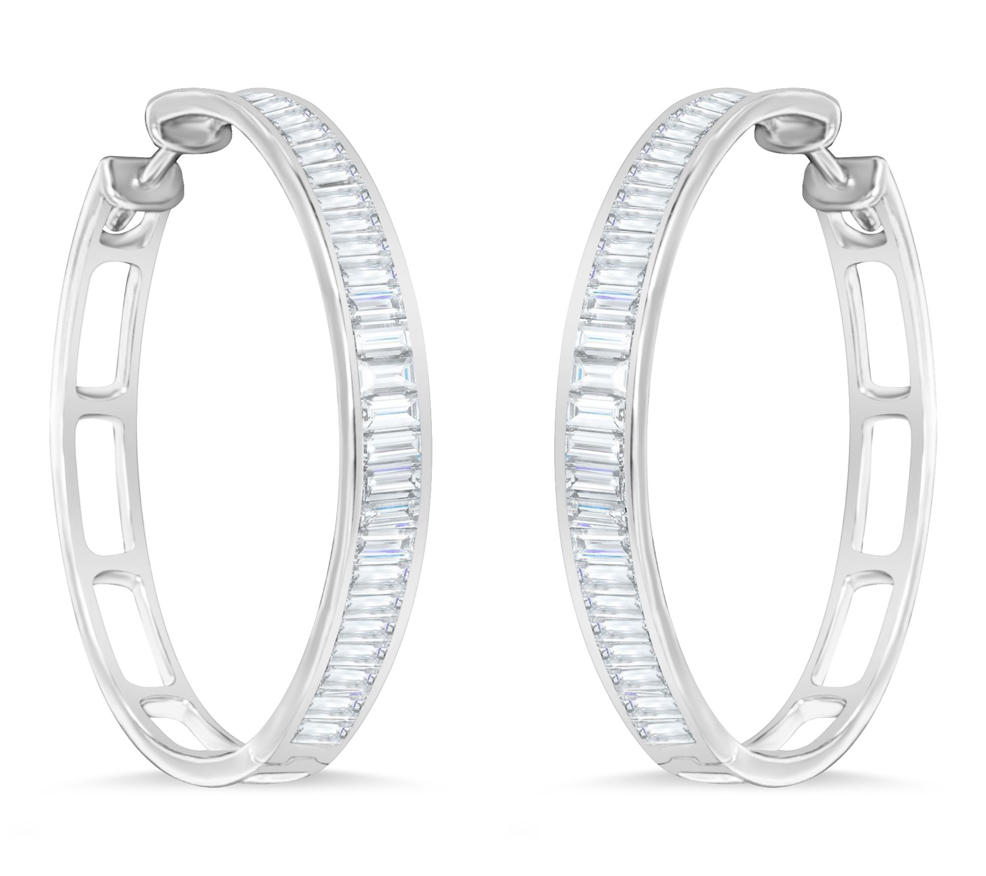 Fire Light 3.30 cttw Lab Grown Diamond Hoop Earrings, Sterling