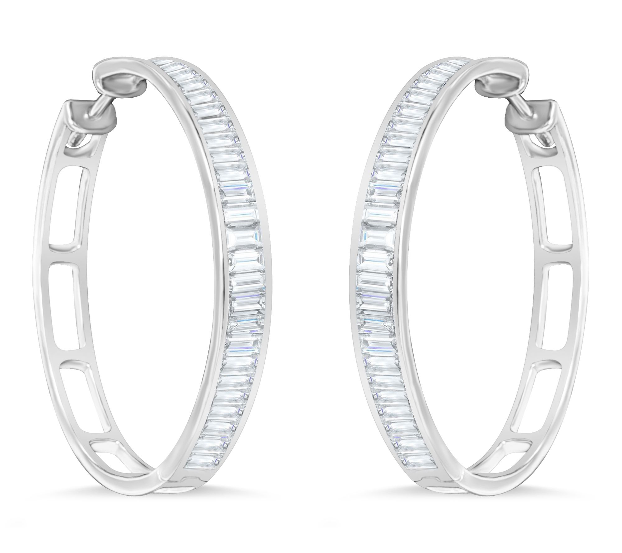 Fire Light 3.30 cttw Lab Grown Diamond Hoop Earrings, Sterling