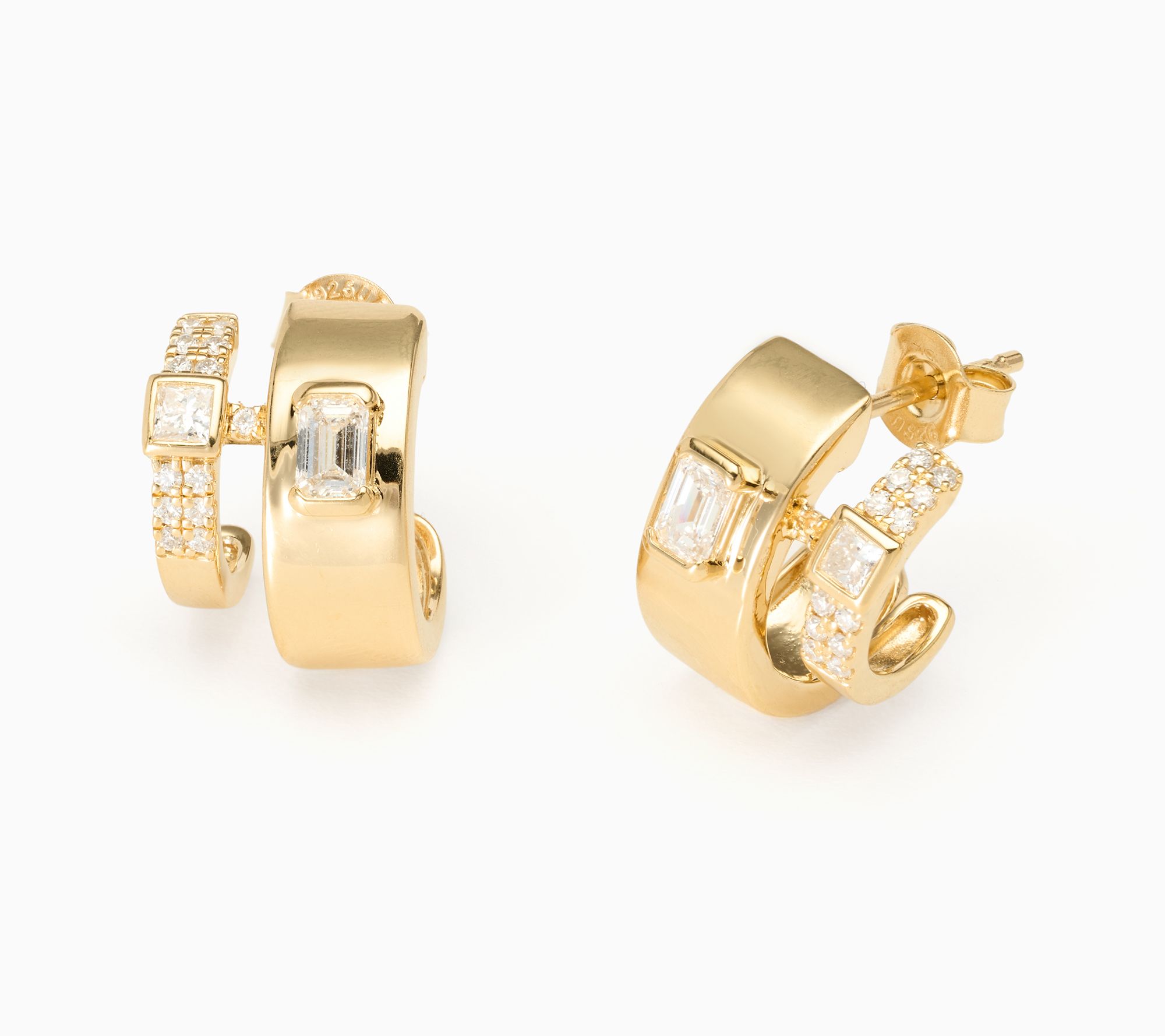 Fire Light Lab Grown Diamonds 0.75 cttw Faux Double Hoop Earring, Sterl