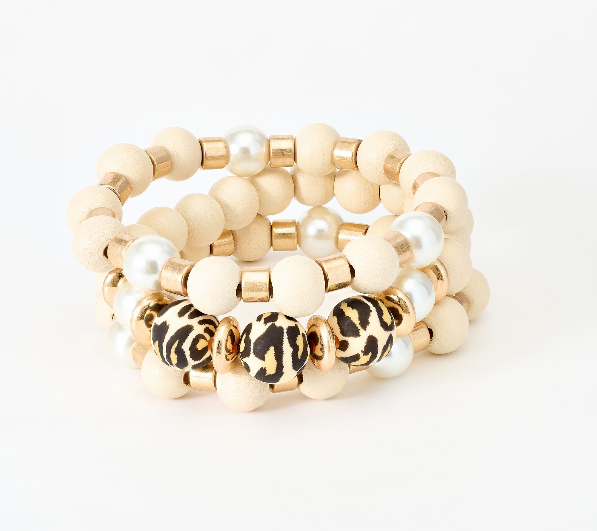 Susan Graver Set of 3 Mixed Media Stretch Bracelets
