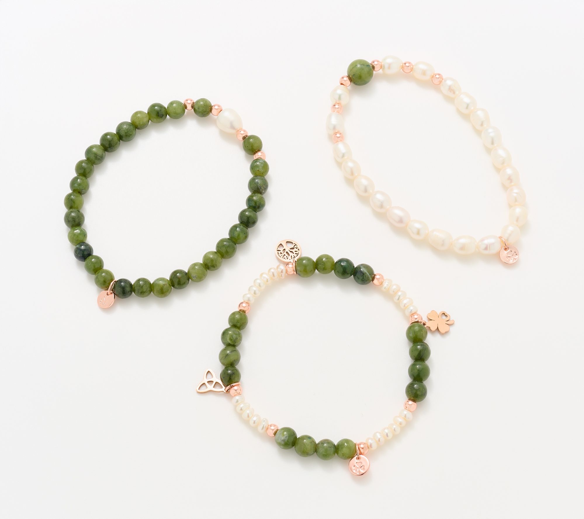"As Is " Connemara Marble Set of 3 stretch Bracelets