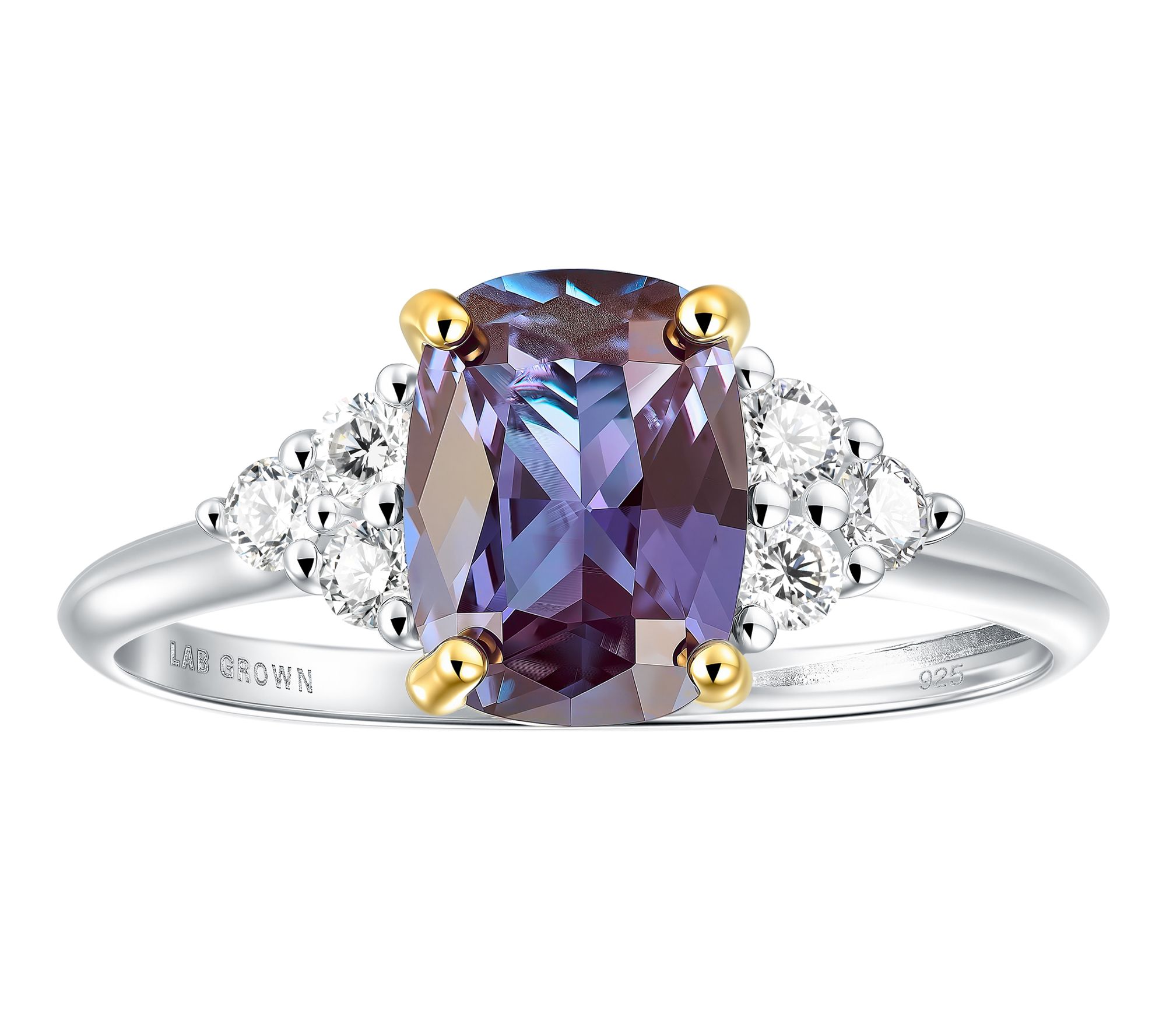 Fire Light Lab Grown Diamond & Created Gemstone Ring, Sterling