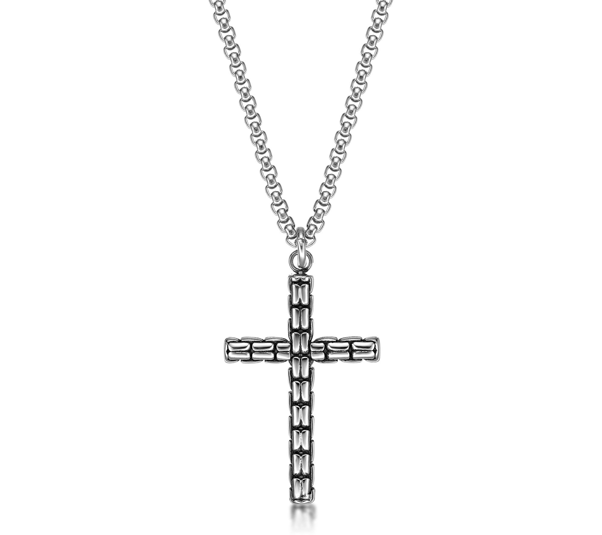 LYNX Men's Stainless Cross Pendant w/ Box Chain