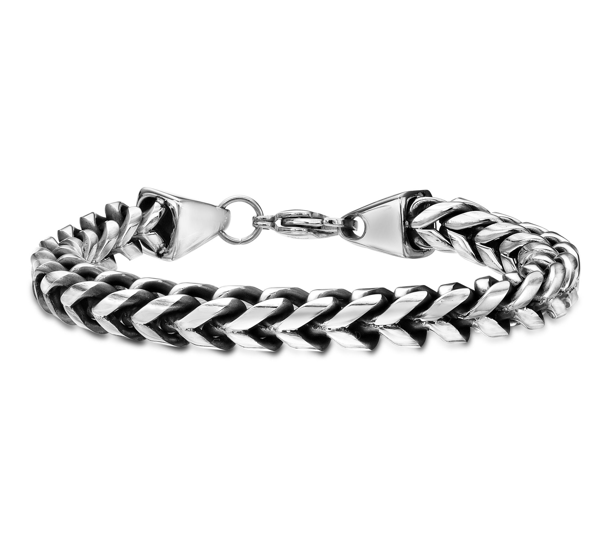 LYNX Men's Stainless Steel AntiqueFinish Foxtail Chain Bracelet