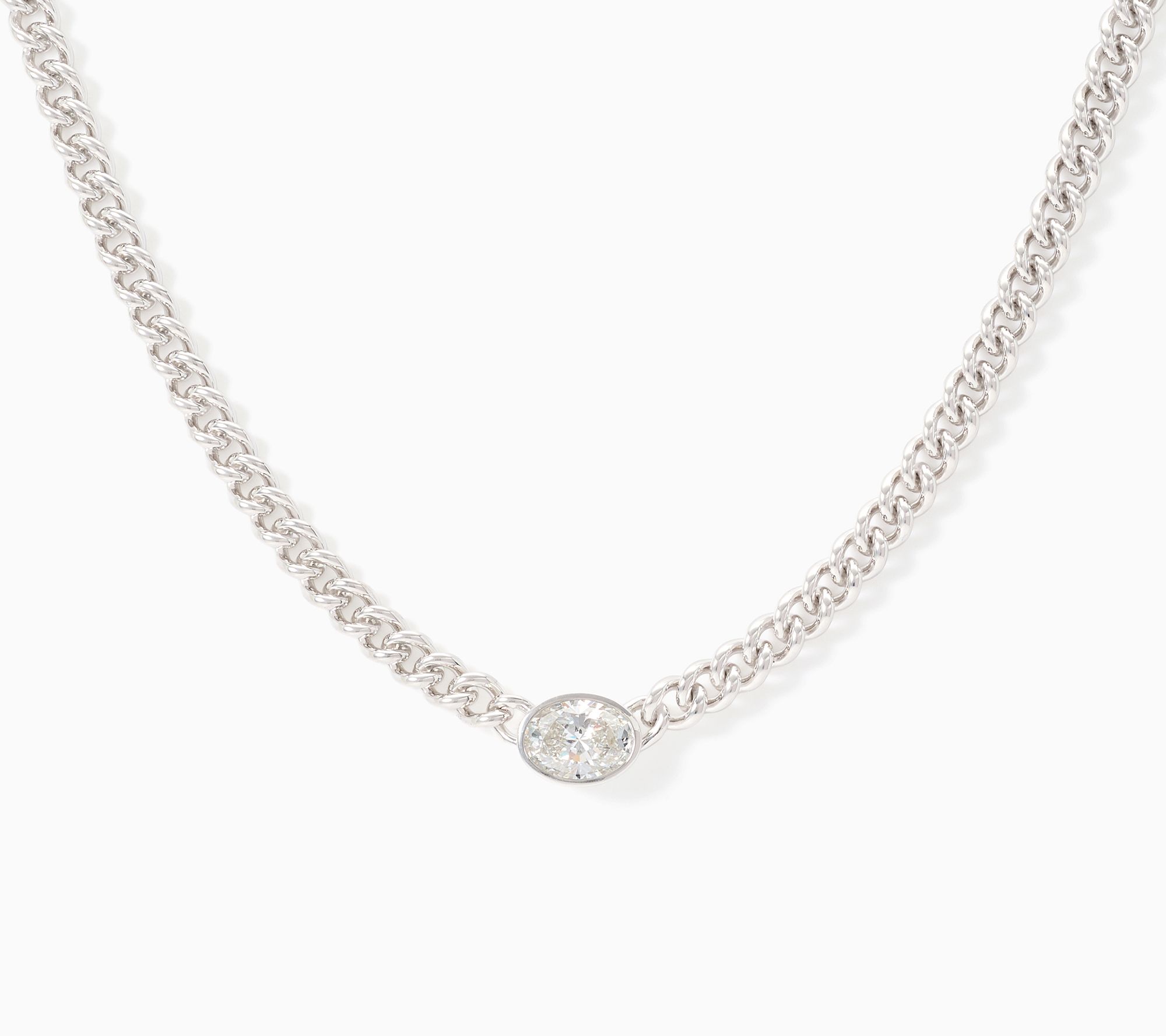 Fire Light Lab Grown Diamonds 2 ctw Oval Cut Curb Necklace