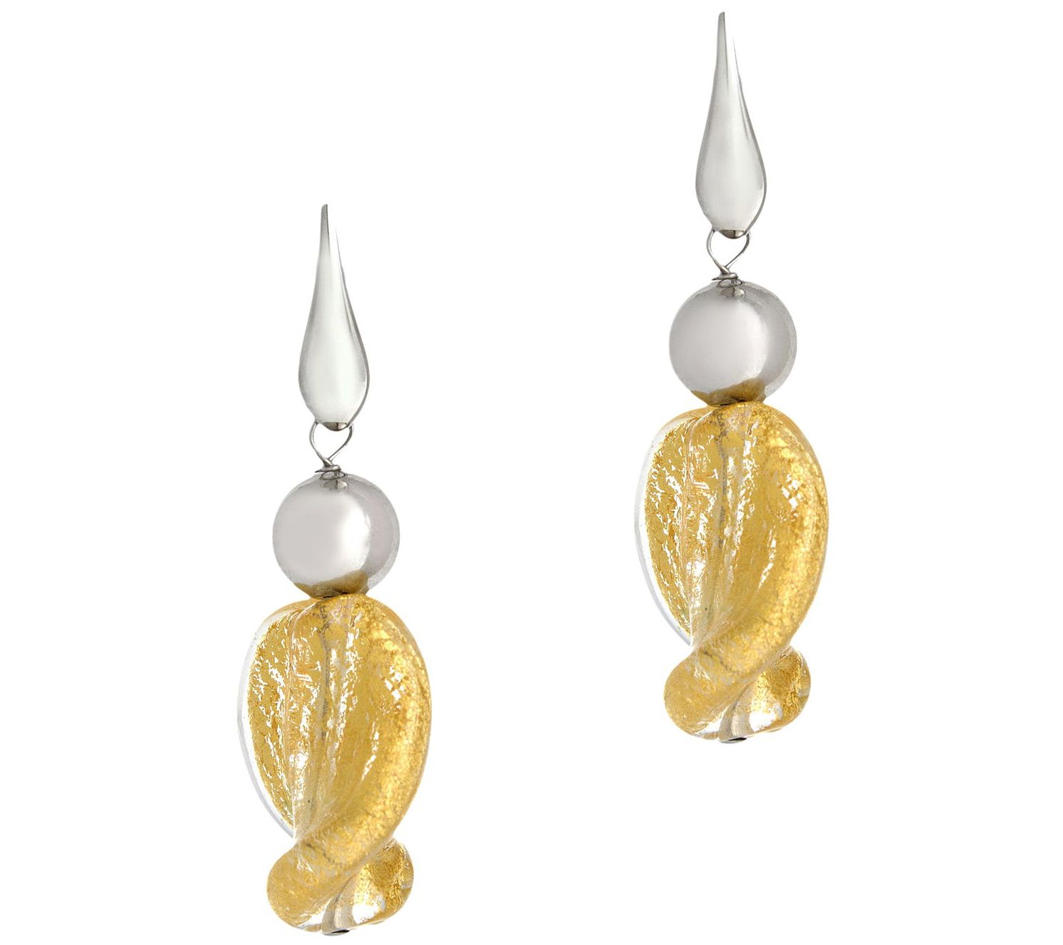 Steel by Design Murano Glass & Polished Bead Earrings