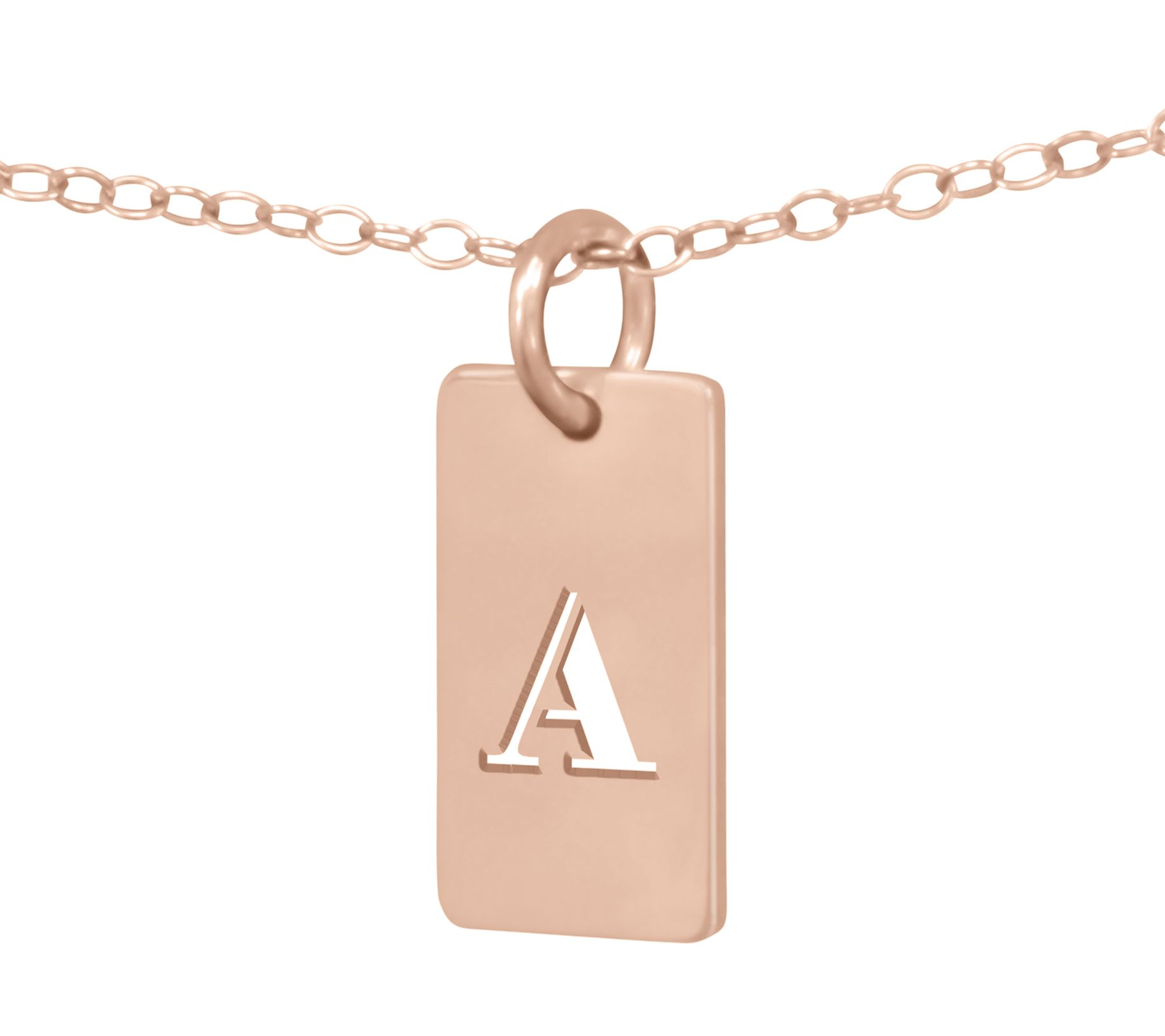 14K Rose Gold-P lated Sterling Cutout Initial Tag Pendant