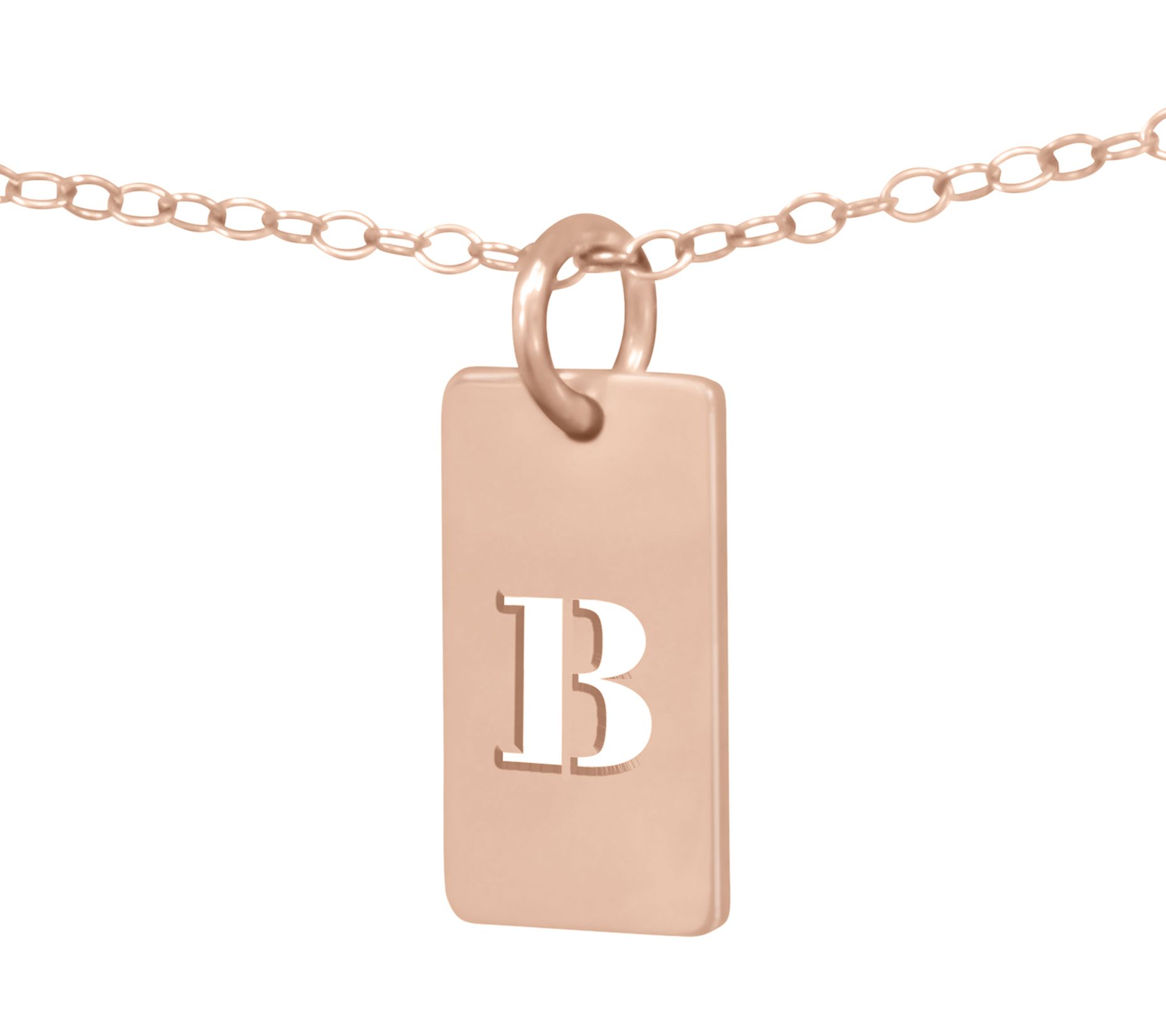 14K Rose Gold-P lated Sterling Cutout Initial Tag Pendant
