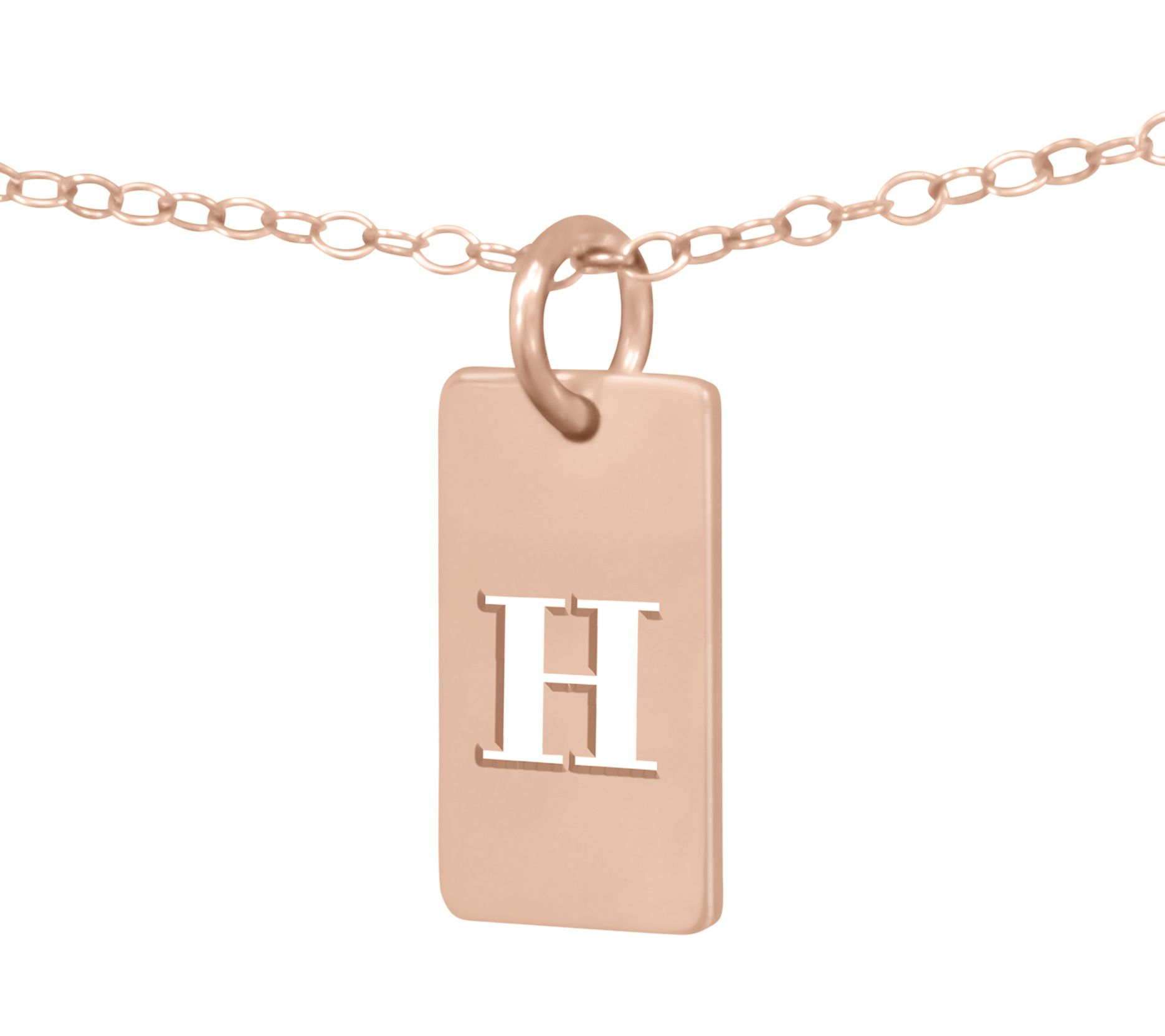 14K Rose Gold-P lated Sterling Cutout Initial Tag Pendant
