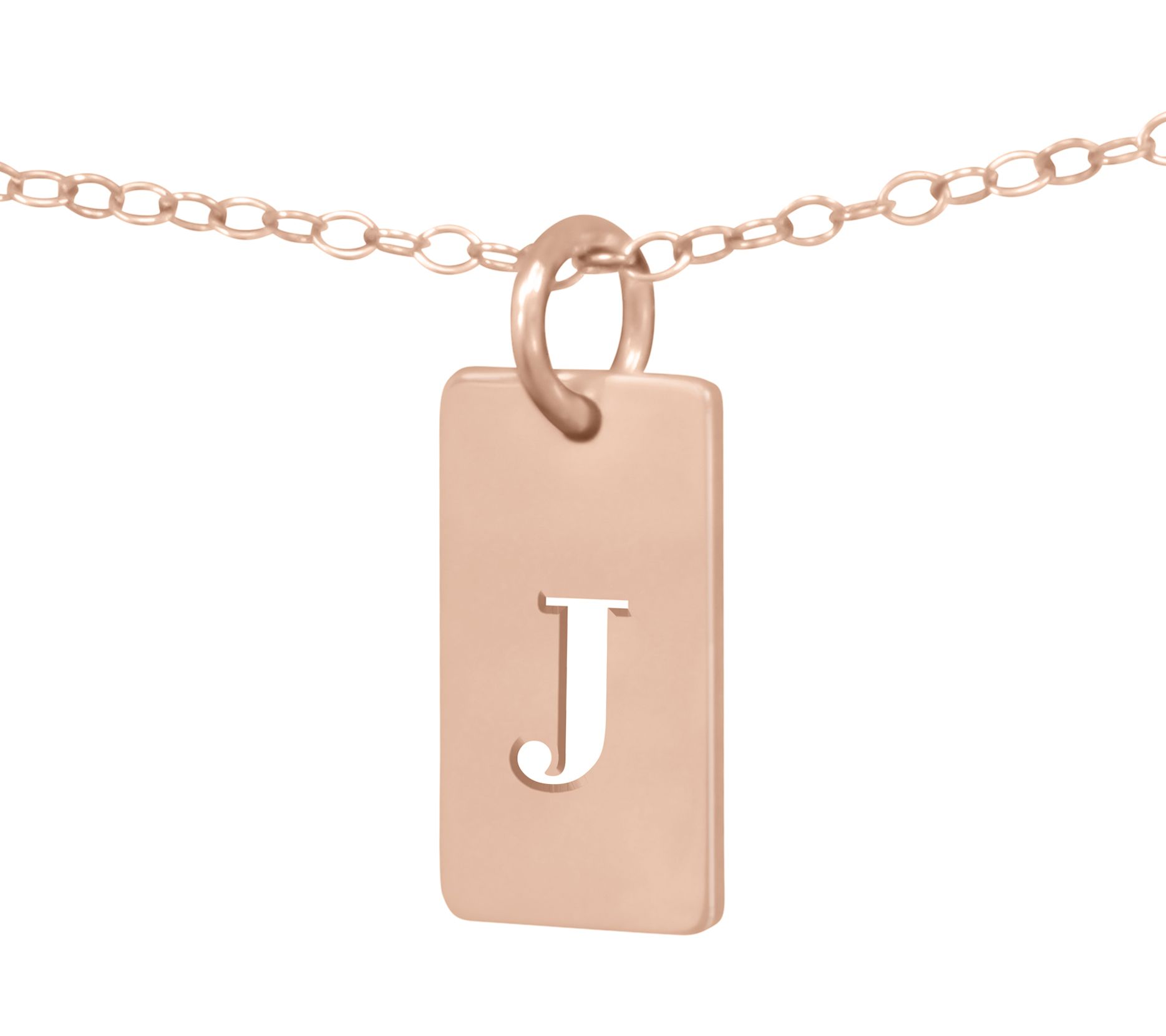 14K Rose Gold-P lated Sterling Cutout Initial Tag Pendant