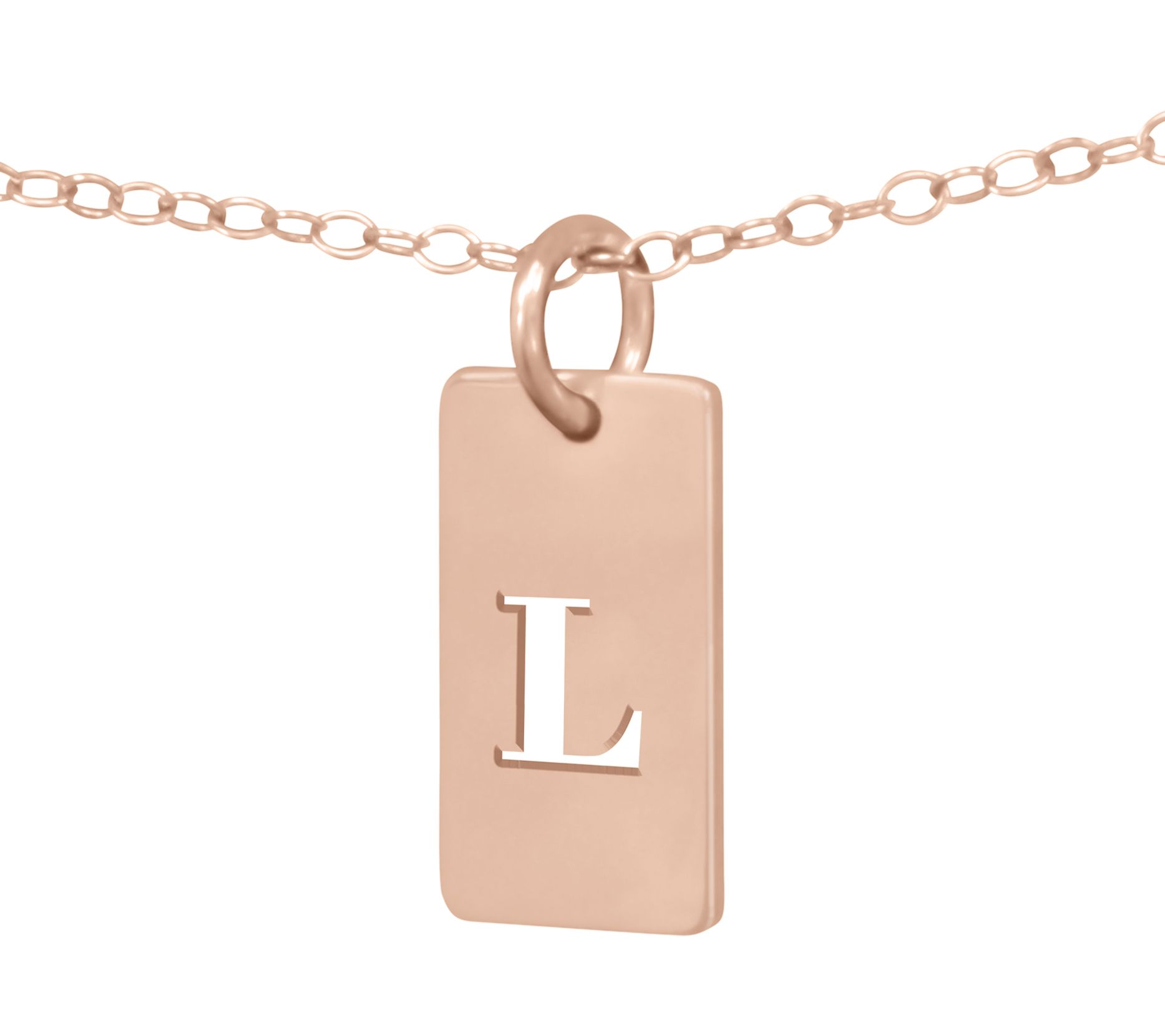 14K Rose Gold-P lated Sterling Cutout Initial Tag Pendant
