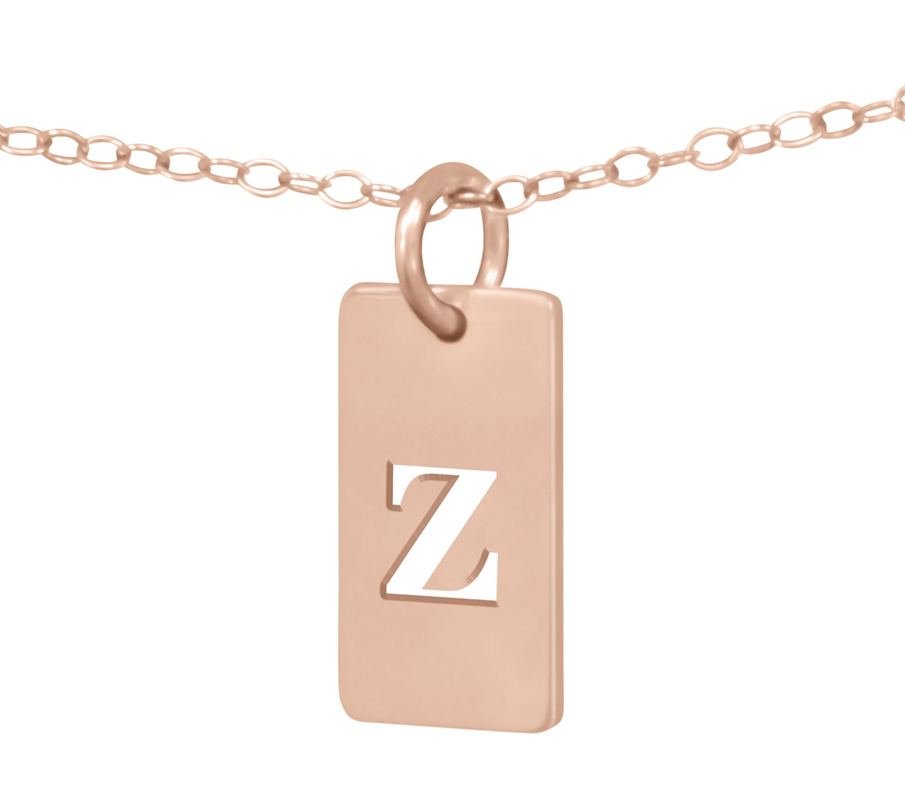 14K Rose Gold-P lated Sterling Cutout Initial Tag Pendant