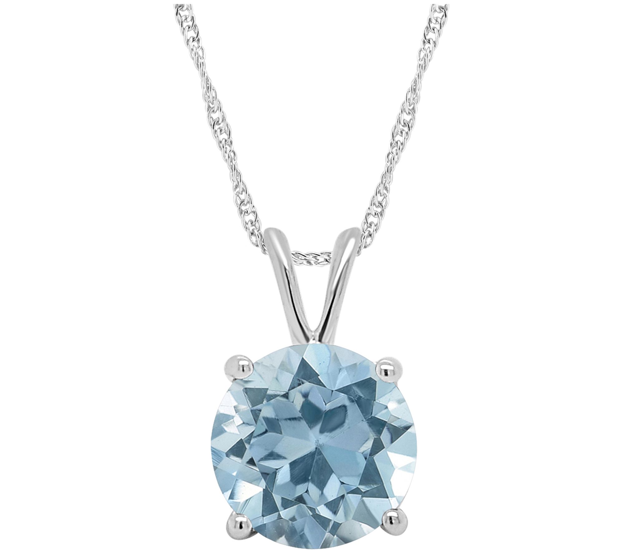 Sterling Silver Round Solitaire Gemstone Pendant w/ 18" Chain