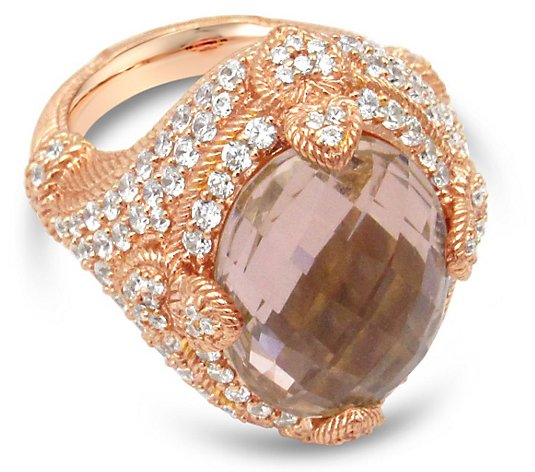 Judith Classic 14K Rose Clad Simulated Morganite Gemstone Ring