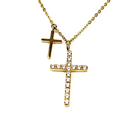 My Saint My Hero Walk by Faith Double Cross Necklace