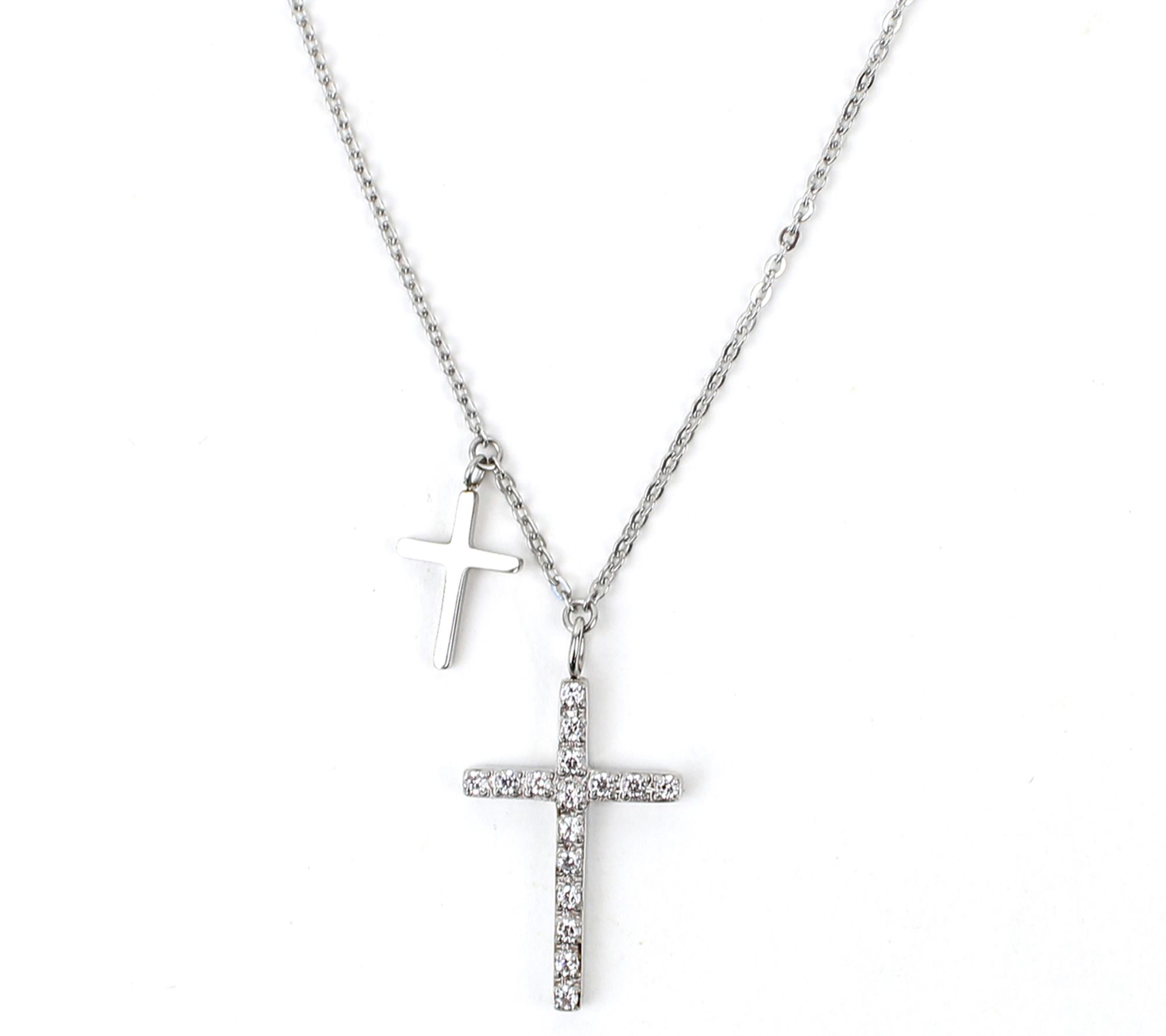 My Saint My Hero Walk by Faith Double Cross Necklace