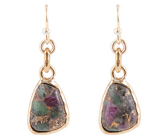 Barse Artisan Crafted Ruby Zoisite Dangle Earrings