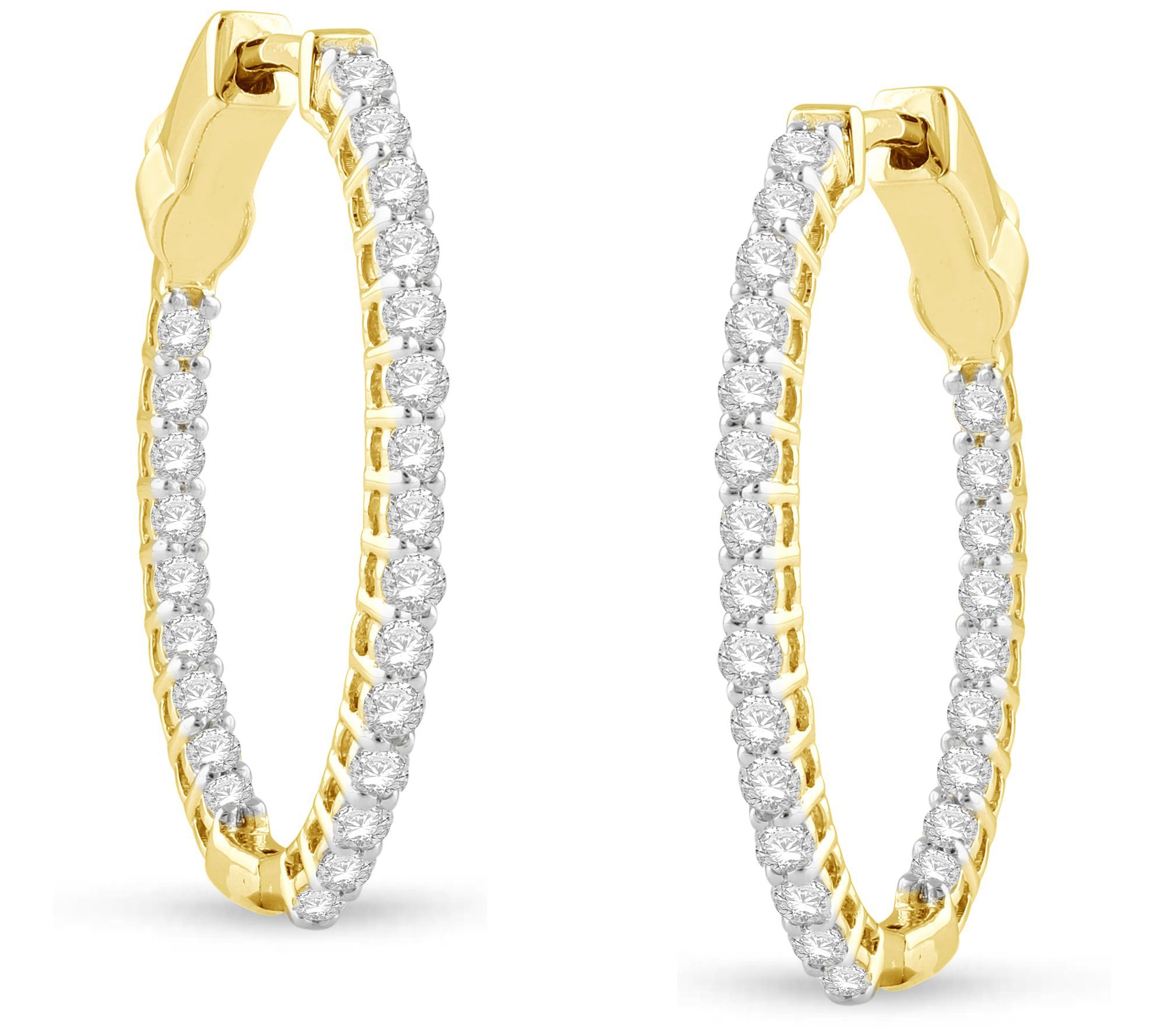 Affinity 1.00 cttw Diamond Inside Out Hoop Earrings, 14K Gold - QVC.com