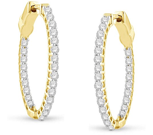 Affinity 1.00 cttw Diamond Inside Out Hoop Earrings, 14K Gold
