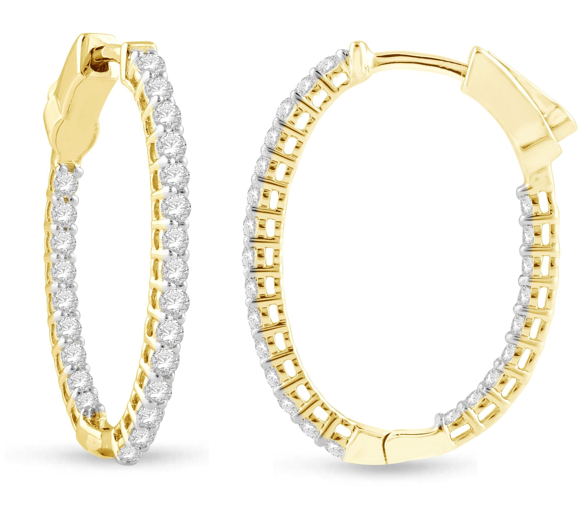 Affinity 1.00 cttw Diamond Inside Out Hoop Earrings, 14K Gold - QVC.com