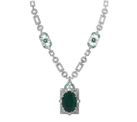 Smithsonian Simulated Mackay Emerald and Diamond Necklace - QVC.com
