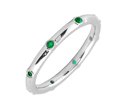 Simply Stacks Sterling Emerald Multi-stone Stackable Ring