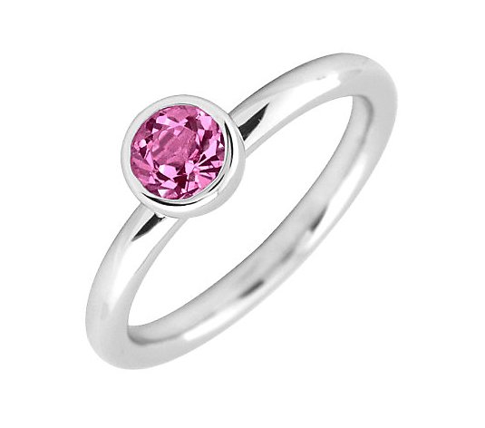 Simply Stacks Sterling 5mm Rnd Pink TourmalineSolitaire Ring