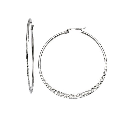 Steel by Design 2-1/8" Textured Hoop Earrings