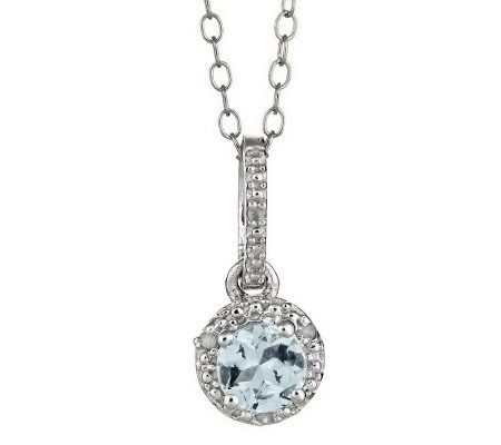 Sterling Birthstone Pendant with Diamond Accents & Chain