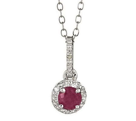 Sterling Birthstone Pendant with Diamond Accents & Chain
