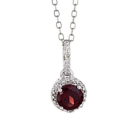 Sterling Birthstone Pendant with Diamond Accents & Chain