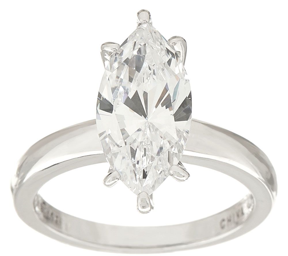 Diamonique 3.00 cttw Solitaire Ring, Platinum Clad
