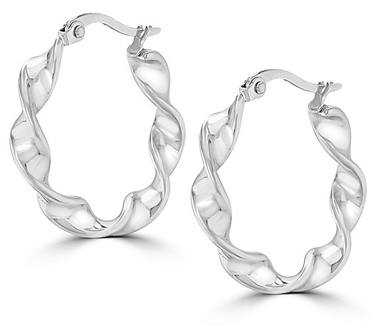 Steel by Design 1" Twisted Hoop Earrings