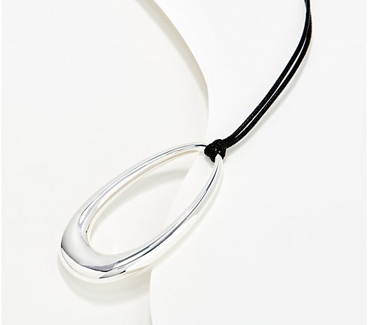 Joan Rivers Sculptural Pendant on Black Cord Necklace
