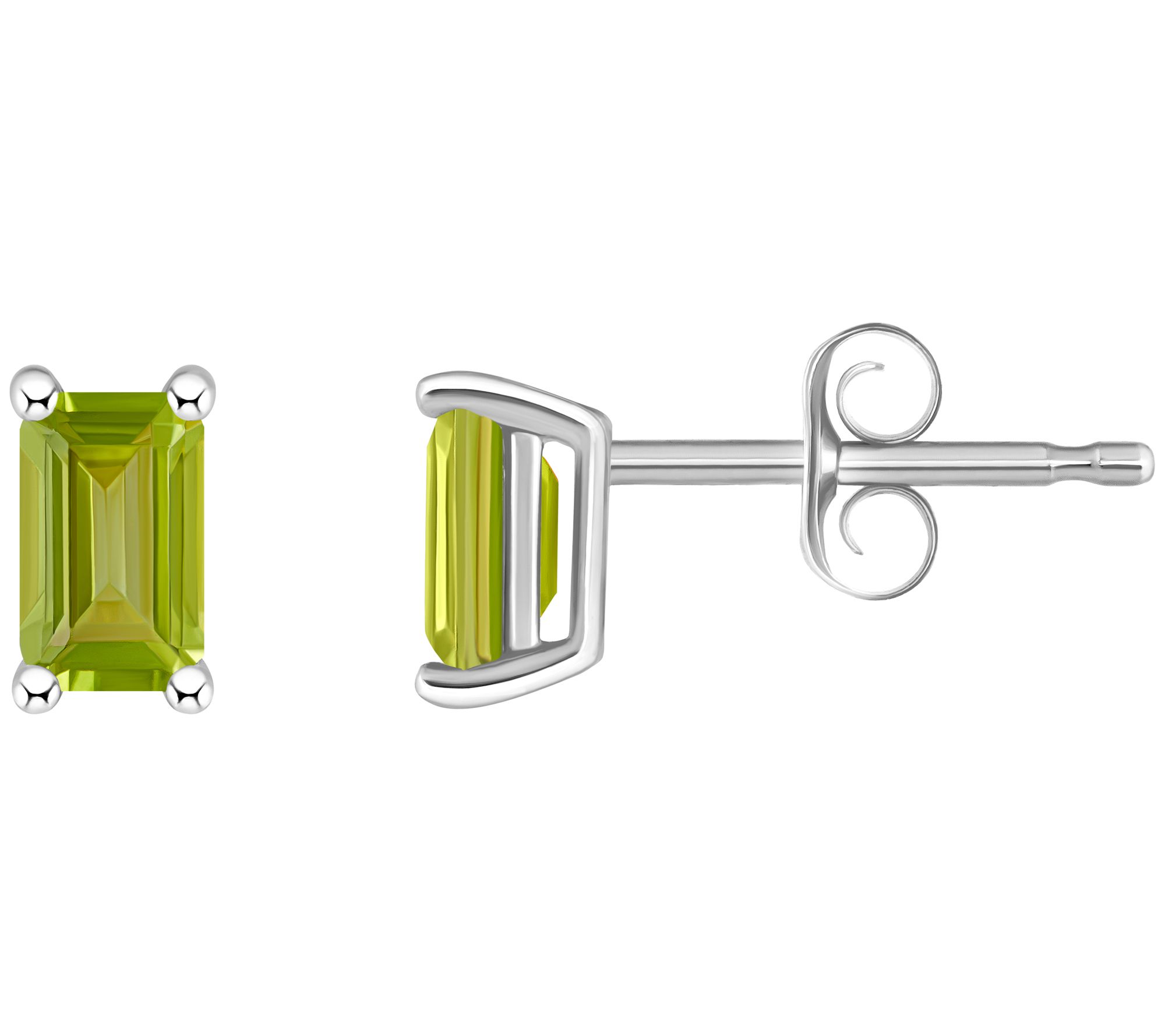14K Gold Emerald Cut 0.70 cttw Peridot Stud Earrings