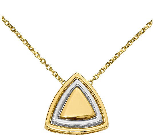 14K Two-Tone Satin Triangle Necklace, 3.5g
