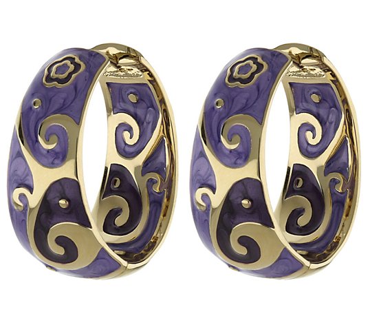 Lauren G Adams Enamel Huggie Hoop Earrings withSwirl Design